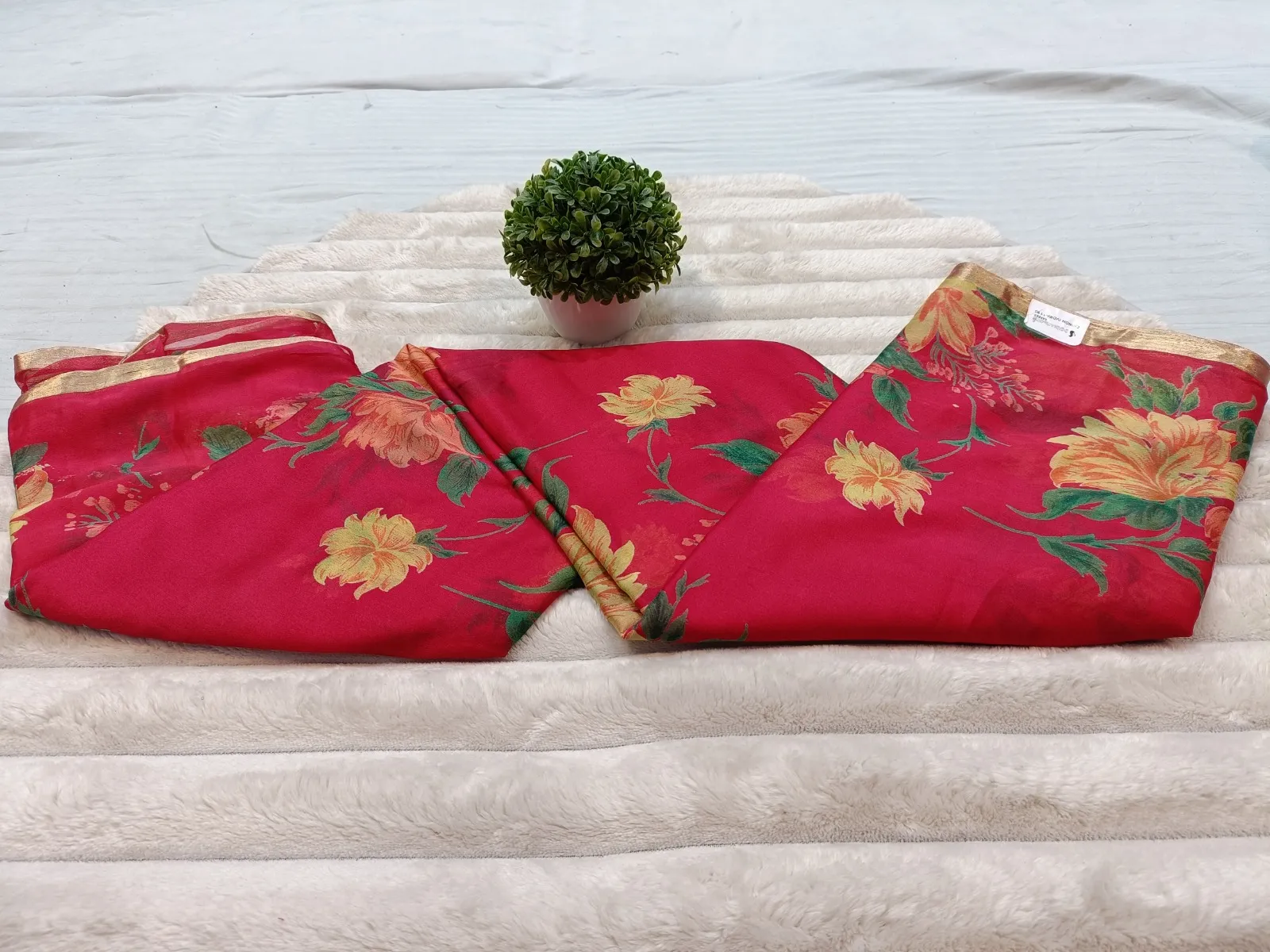 WhatsApp Image 2025-09-27 at 1.28.13 PM (7) CHINON IVORY SAREE  - MADHU CREATION - Red - Image 2