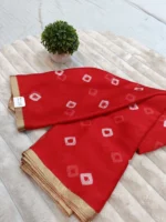 CHINON IVORY HAND BANDHANI SAREE RED - MADHU CREATION - Image 3