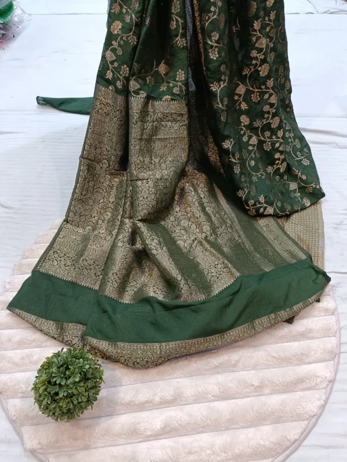 KANJIVARAM SILK SAREE GREEN- MADHU CREATION - Image 3