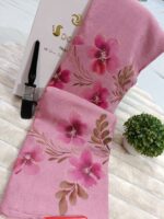 Chinon Brush Saree Pink - Madhu Creation - Image 2