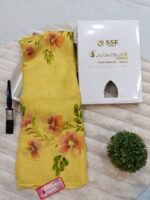 Chinon Brush Saree Yellow - Madhu Creation