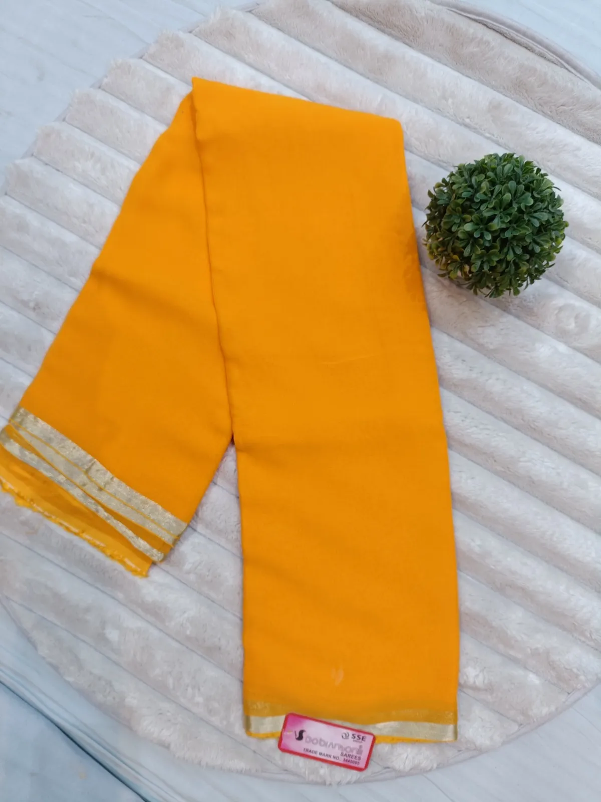 WhatsApp Image 2025-09-27 at 2.14.52 PM (1) DOB-DYED Pure Chiffon Plain Dyed Saree with Solid Zari Weaved Border - Yellow - Image 1