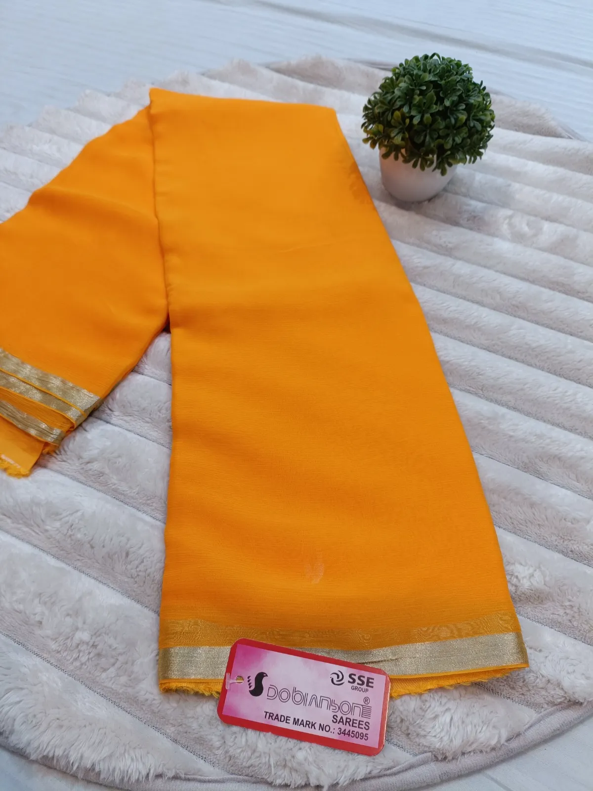 WhatsApp Image 2025-09-27 at 2.14.52 PM DOB-DYED Pure Chiffon Plain Dyed Saree with Solid Zari Weaved Border - Yellow - Image 2