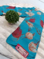 AURA CFN PRINT PURE CHIFFON FLORAL PRINTED SAREE BLUE - Image 2
