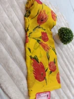 AURA CFN PRINT PURE CHIFFON FLORAL PRINTED SAREE YELLOW - Image 3