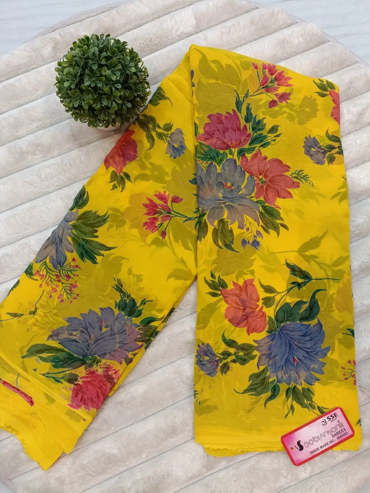 WhatsApp Image 2025-09-27 at 2.36.03 PM AURA CFN PRINT PURE CHIFFON FLORAL PRINTED SAREE YELLOW - Image 1