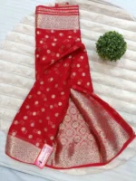 CHANCHAL DYED Pure Chiffon Banarasi-Style Weaved Saree with Rich Palla Design Red