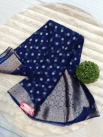 CHANCHAL DYED Pure Chiffon Banarasi-Style Weaved Saree with Rich Palla Design Blue