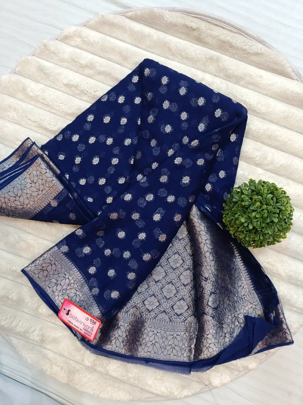 WhatsApp Image 2025-09-27 at 2.56.40 PM CHANCHAL DYED Pure Chiffon Banarasi-Style Weaved Saree with Rich Palla Design Blue - Image 1