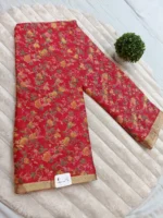 CHINON IVORY SAREE FLOWER PRINT RED- MADHU CREATION - Image 2