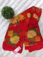 AURA CFN PRINT PURE CHIFFON FLORAL PRINTED SAREE RED - Image 2